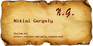 Niklai Gergely névjegykártya